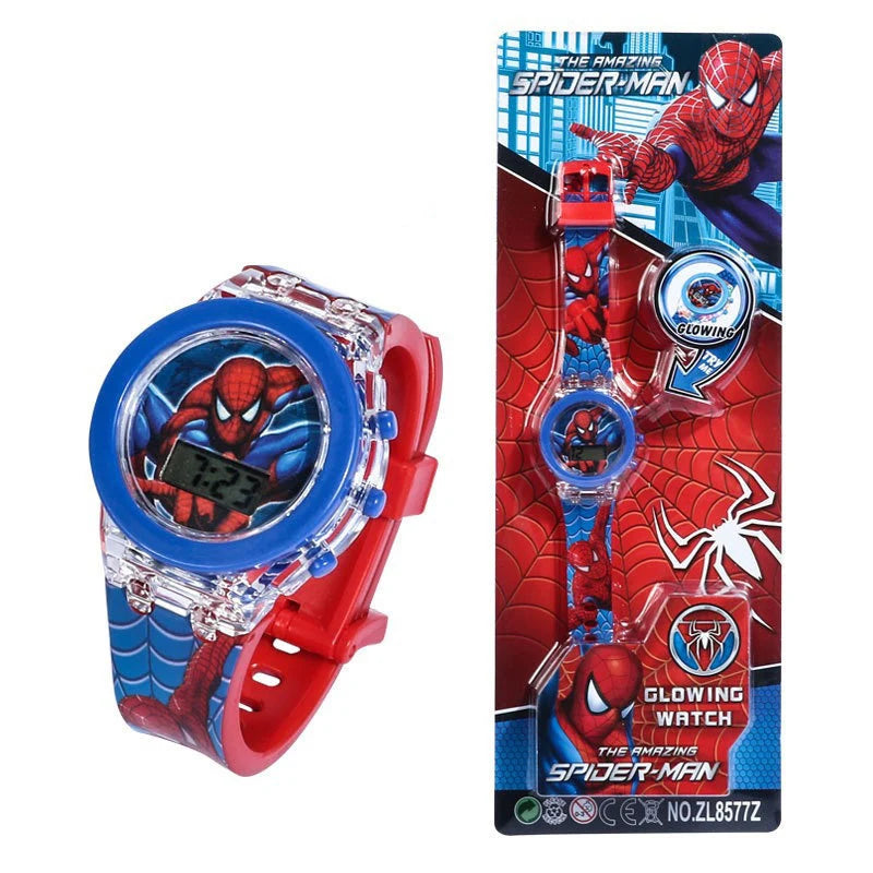 Flash Light Frozen Mickey Kids Watches For Girls Cartoon Spiderman Children Watch Boys School Student Digitel Clock Gifts