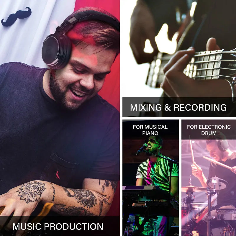 Oneodio Wired Headphones Professional Studio DJ Headphone With Microphone Over Ear Hi-Res Headset Monitoring For Music Phone