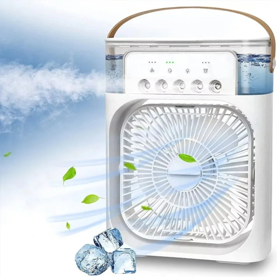 3 In 1 Portable Air Adjustment Humidifier Fan AIr Conditioner Household Small Air Cooler LED Night Lights Home Office Fans