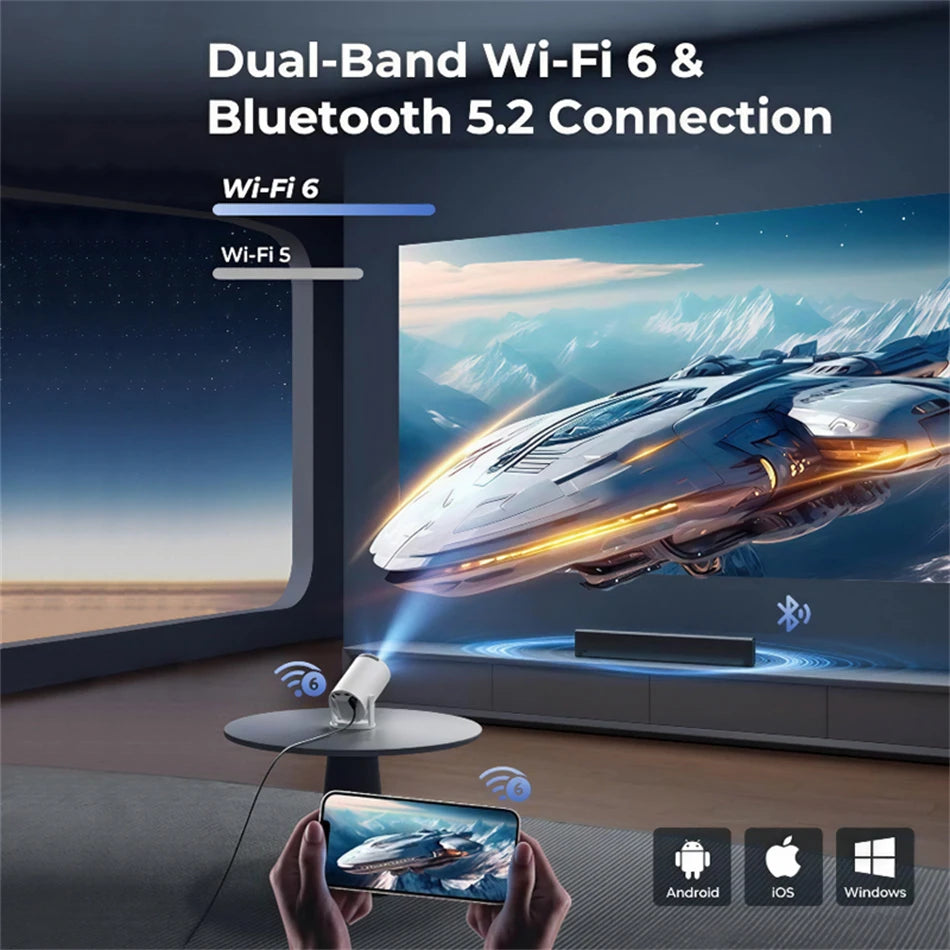 HY300pro WIFI Mobile Phone Same Screen Edition Home Living Room HD Smart 4K Home Theater Auto Focus Android Portable Projector