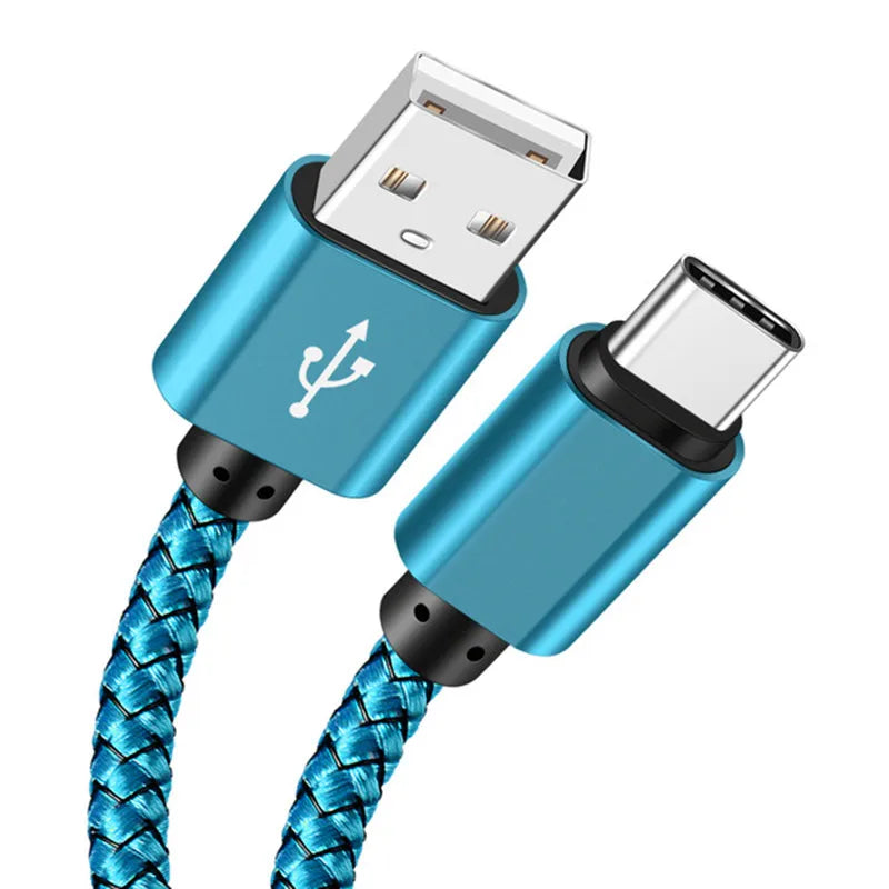 USB A to iPhone 15 Nylon Braided Cable Fast Charger Cord for Huawei Samsung Galaxy S22 Android Phone  Charger Cable Accessories
