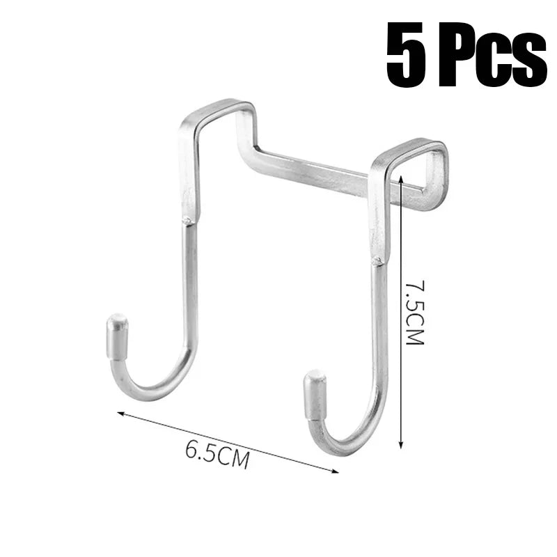 304 Stainless Steel Hook Free Punching Double S-Shape Hook Kitchen Bathroom Cabinet Door Silvery Type Coat Towel Storage Hanger