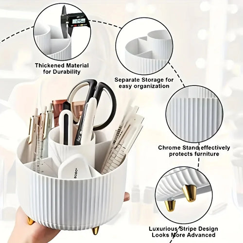 360-degree Rotating Cosmetic Storage Box -cosmetic Storage Box with 5 Compartments - Multi-functional Storage Box for Brushes