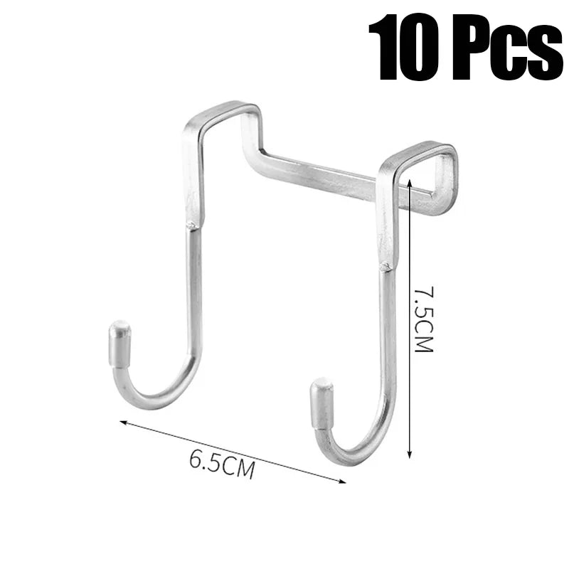 304 Stainless Steel Hook Free Punching Double S-Shape Hook Kitchen Bathroom Cabinet Door Silvery Type Coat Towel Storage Hanger