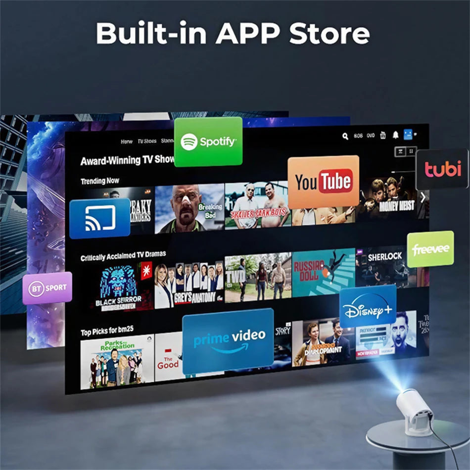 HY300pro WIFI Mobile Phone Same Screen Edition Home Living Room HD Smart 4K Home Theater Auto Focus Android Portable Projector