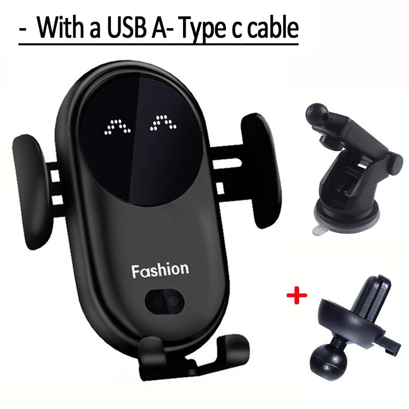 Car Wireless Charger for iPhone 17 16 15 14 13 12 11 XR Samsung S23 S22 Xiaomi Fast Charging Infrared Sensor Phone Holder Mount