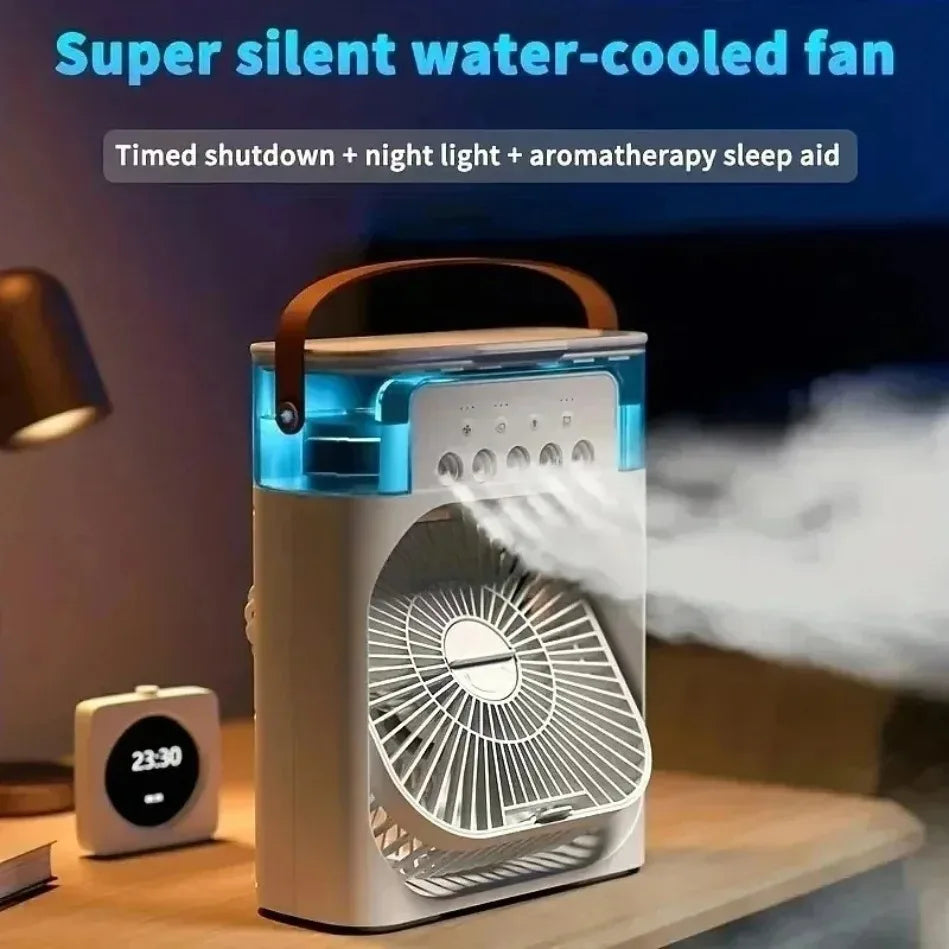 3 In 1 Portable Air Adjustment Humidifier Fan AIr Conditioner Household Small Air Cooler LED Night Lights Home Office Fans