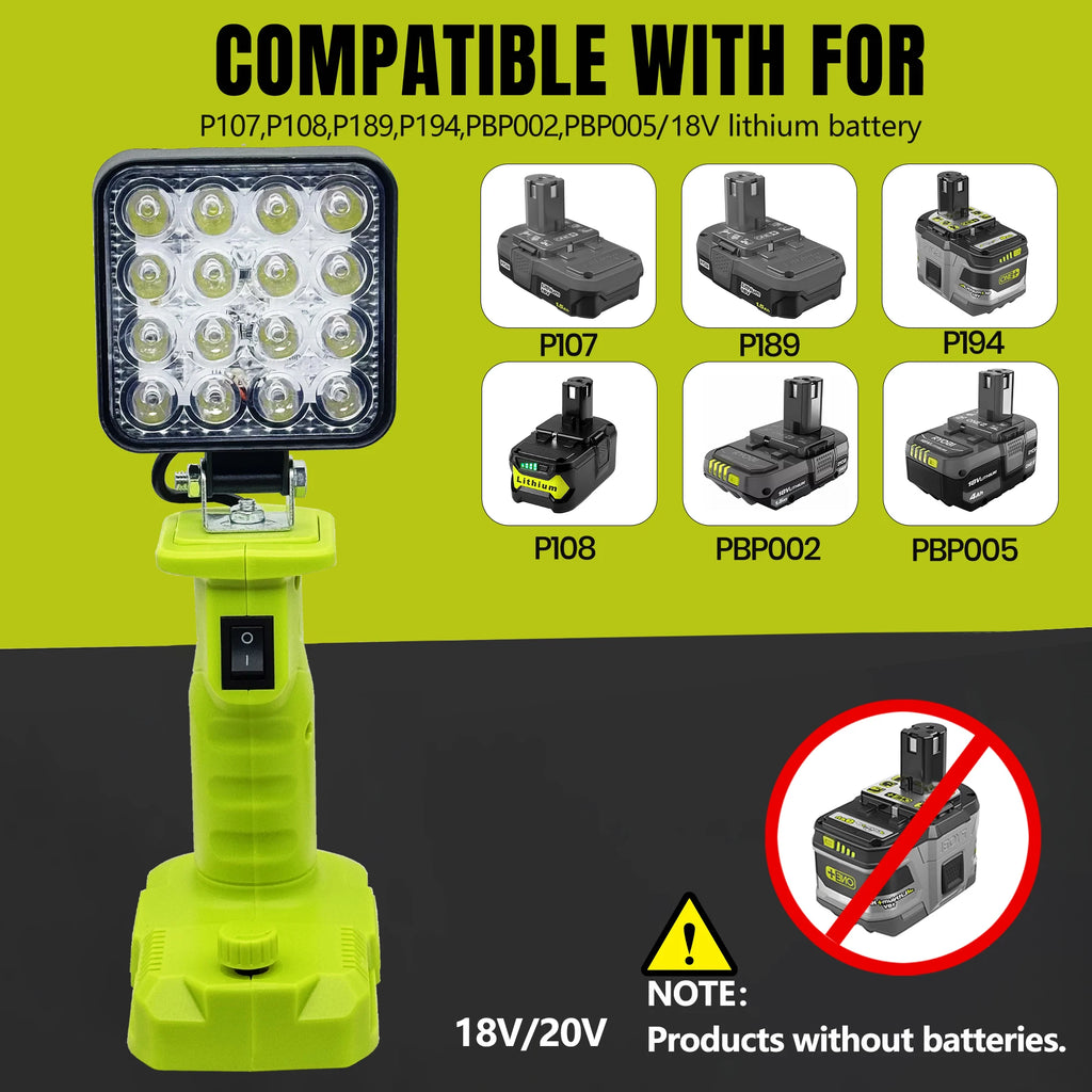 Power Tool Parts For Makita For DeWalt For Bosch For Milwaukee For Ryobi lithium Battery Flashlight Working Light Camping Lamp