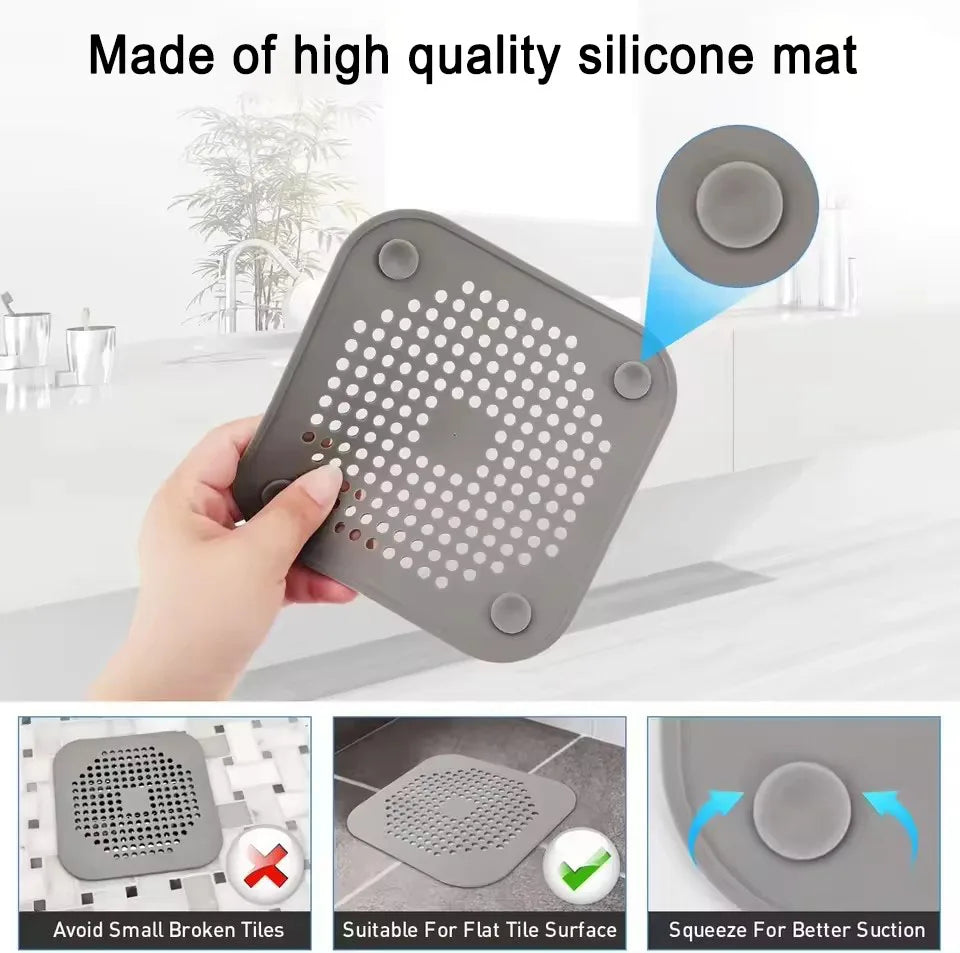 Silicone With Suction Cup Floor Drain Sticker Bathroom Sewer Hair Filter Drain Cover Home Floor Drain Mat Bathroom Accessories