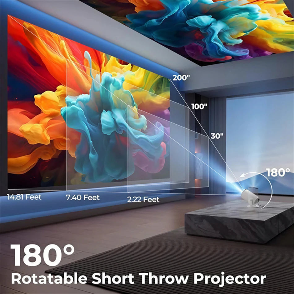 HY300pro WIFI Mobile Phone Same Screen Edition Home Living Room HD Smart 4K Home Theater Auto Focus Android Portable Projector